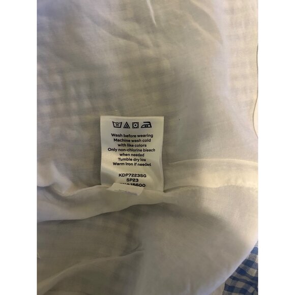 Draper James RSVP 3X Blue Gingham Ruffle V-Neck Belted Fit & Flare Dress Puff Sl - Picture 7 of 14